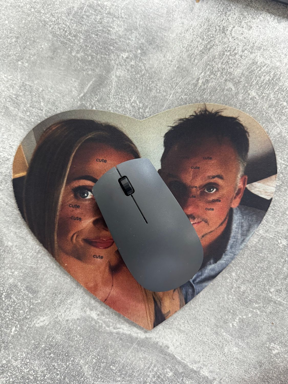 Personalised heart shaped mouse mat