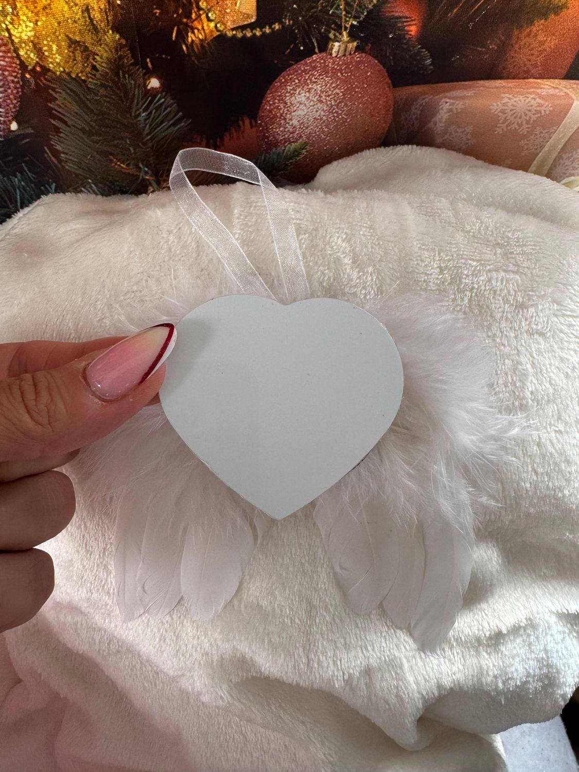 HEART shape Angel Wings. Christmas Tree Memorial gift