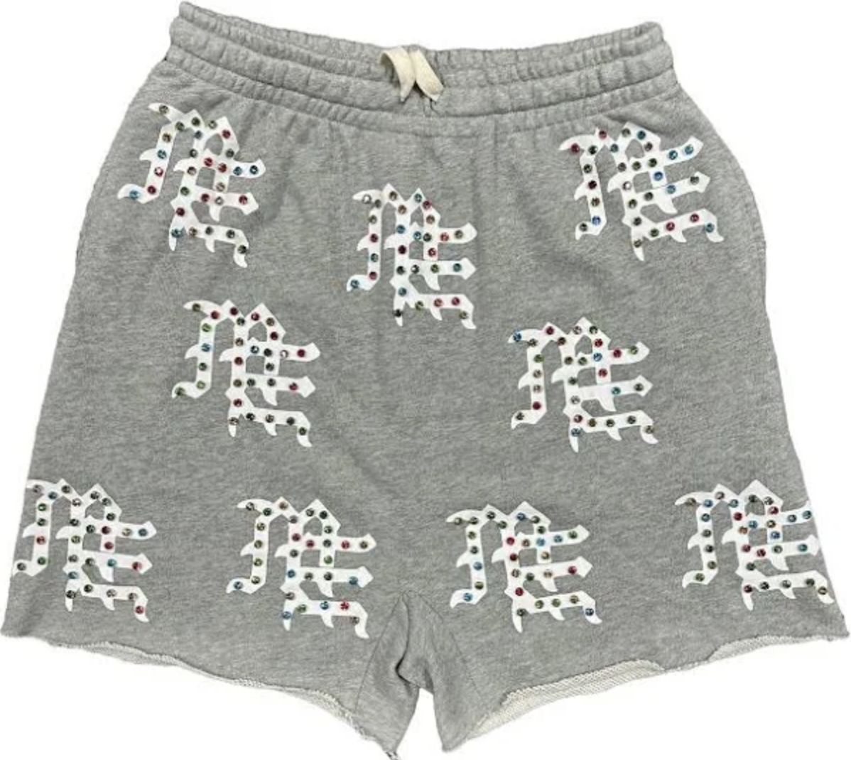 MIXED EMOTION GREY 'ME' LOGO SHORTS