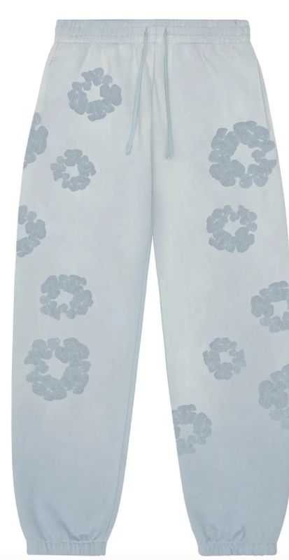 Faded Mono Cotton Wreath Sweatpants Light Blue