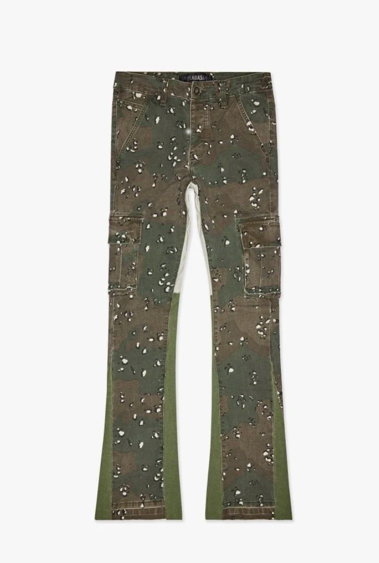 Geno Stacked Flare Jean Db Green