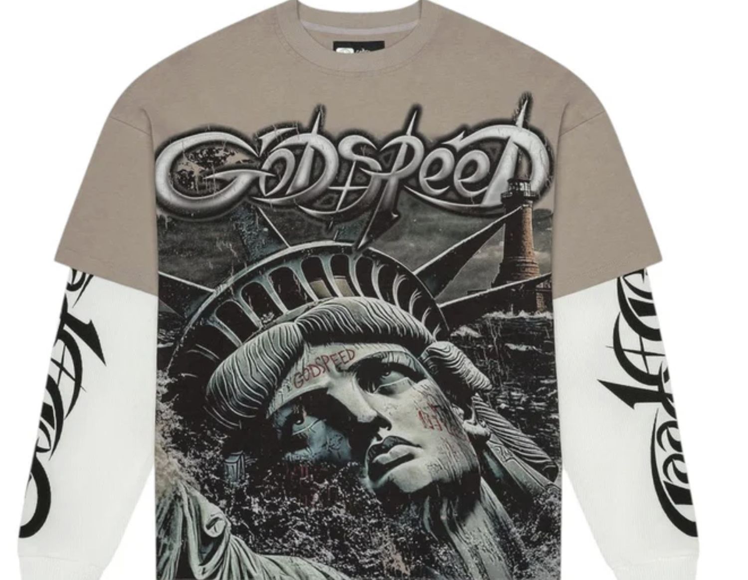 Sunken Liberty 2 Layered T-Shirt (Stone Grey)