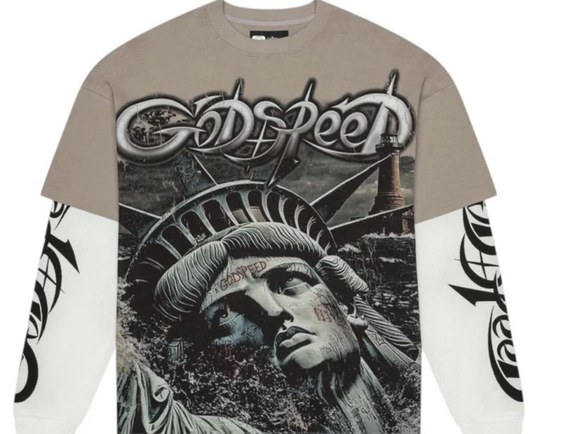 Sunken Liberty 2 Layered T-Shirt (Stone Grey)