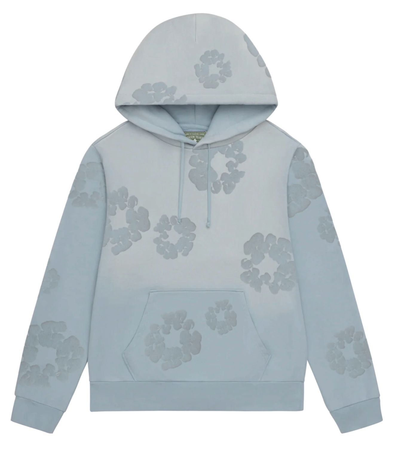 Faded Mono Cotton Wreath Hoodie Light Blue