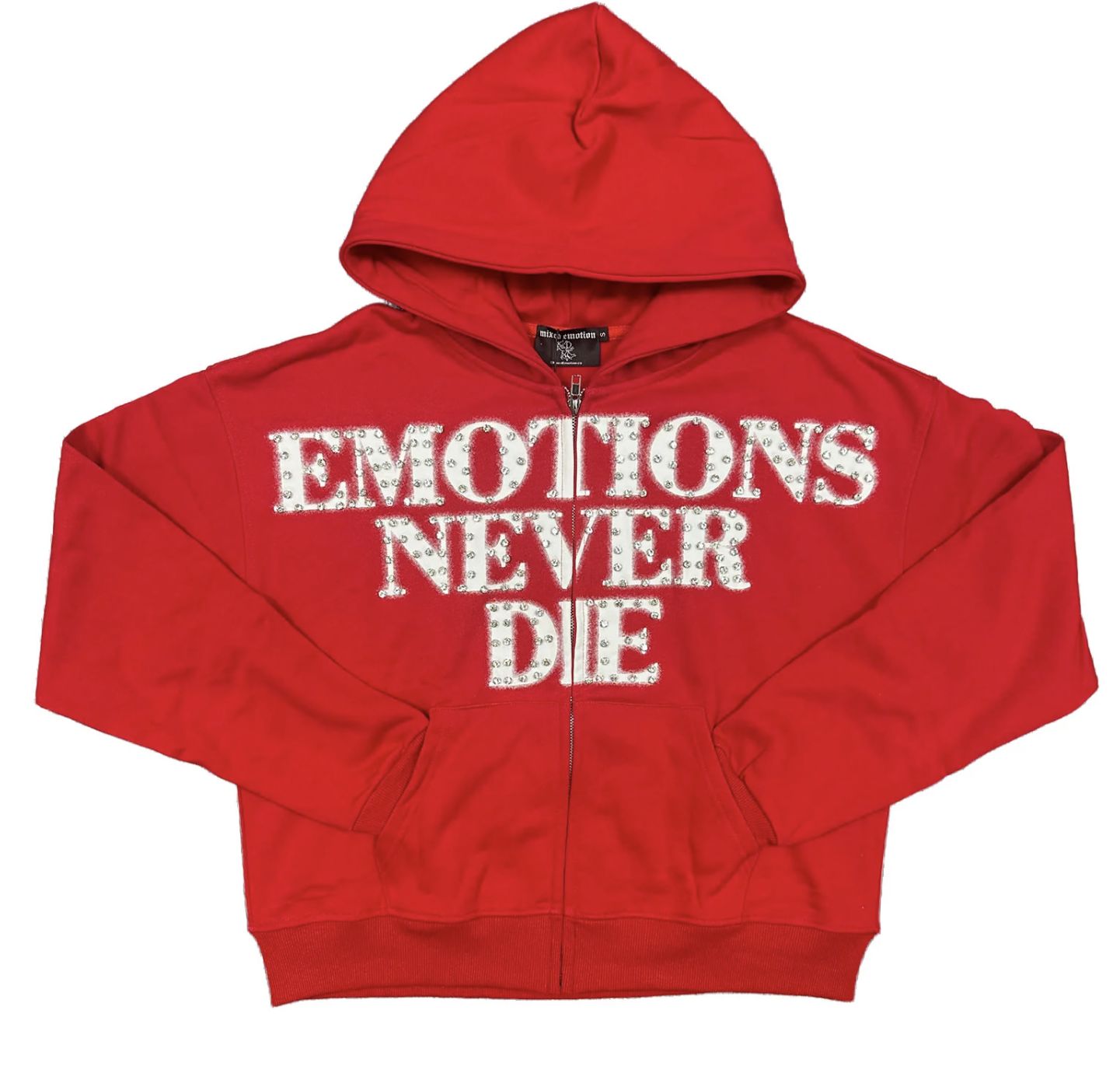 Red ‘End’ Rhinestone hoodie