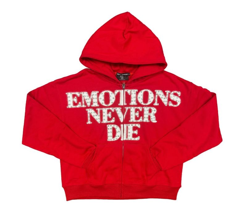 Red ‘End’ Rhinestone hoodie