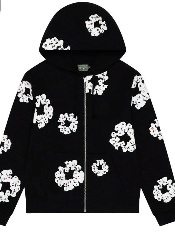 RHINESTONE COTTON WREATH ZIP UP