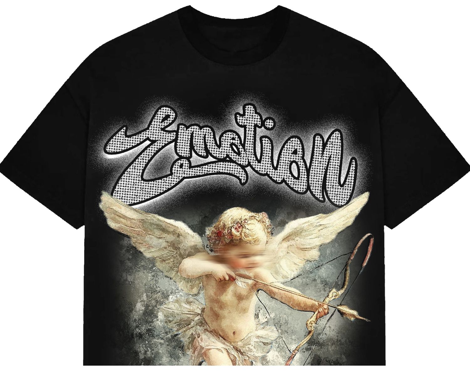 Black " Rhinestone" Cropped tee/XXL