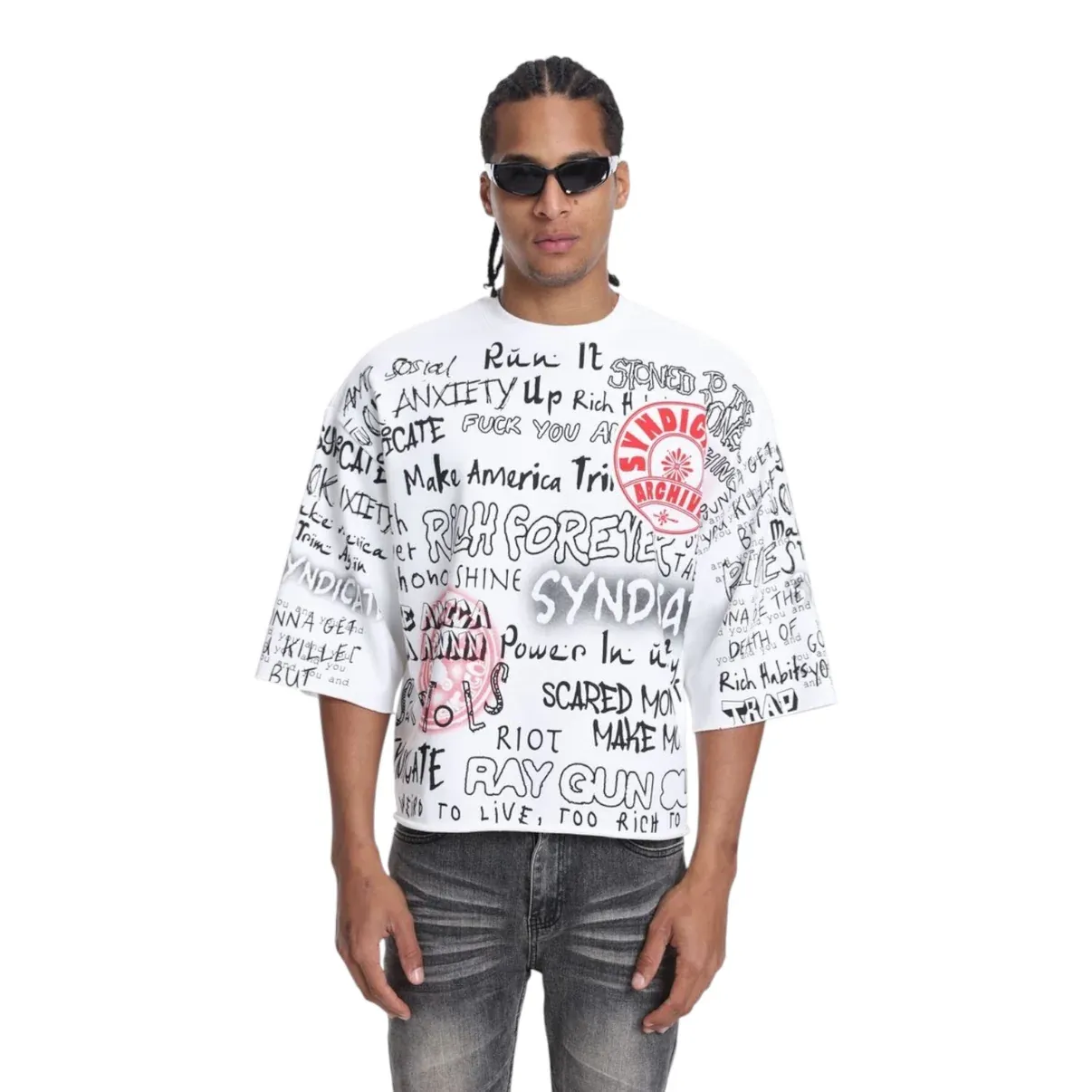 16 Crop Tee WHT/RED