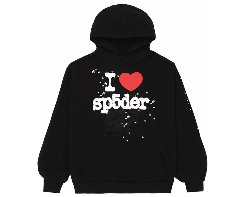 Sp5der I Heart SP5 Souvenir Hoodie Black