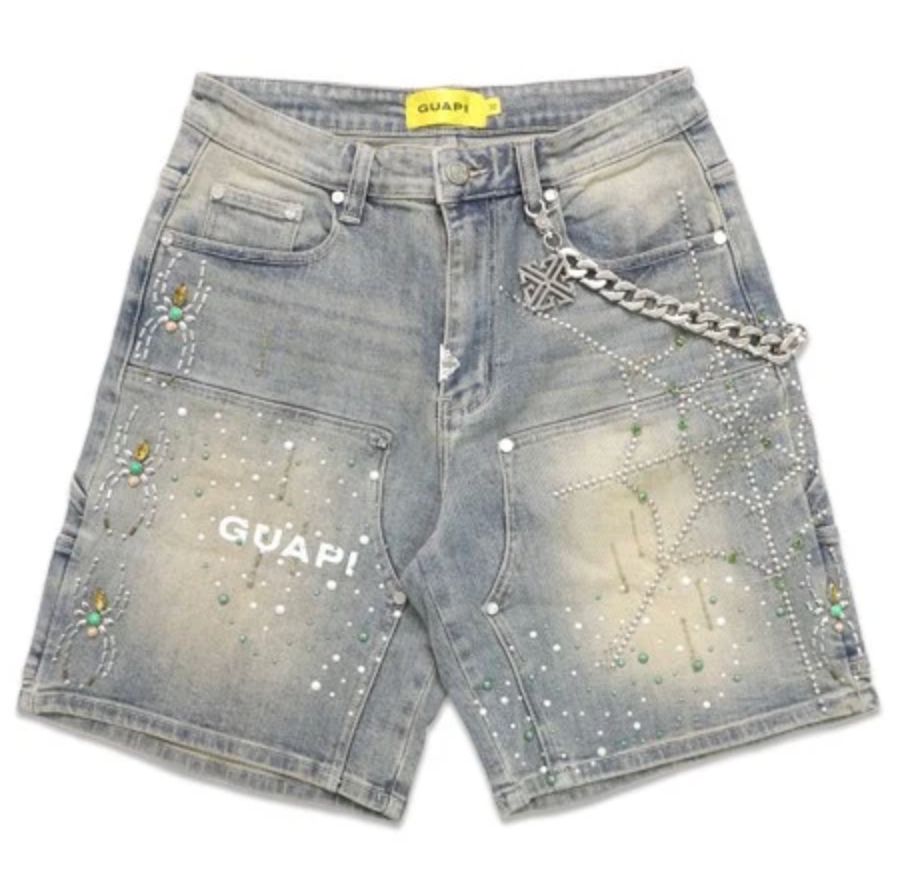 Emerald Spider Denim Shorts