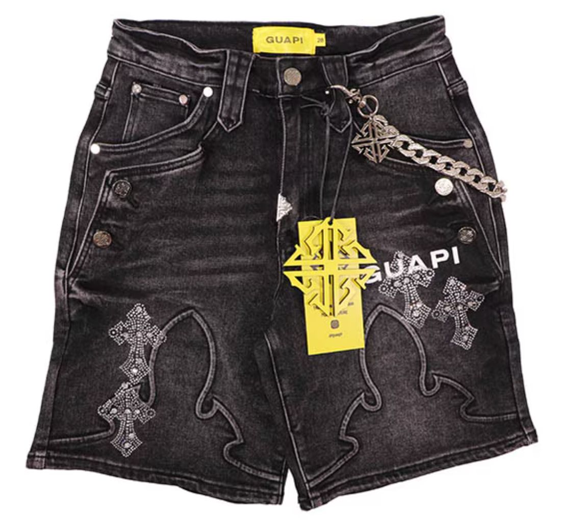 Obsidian Black Cross Buckle Shorts