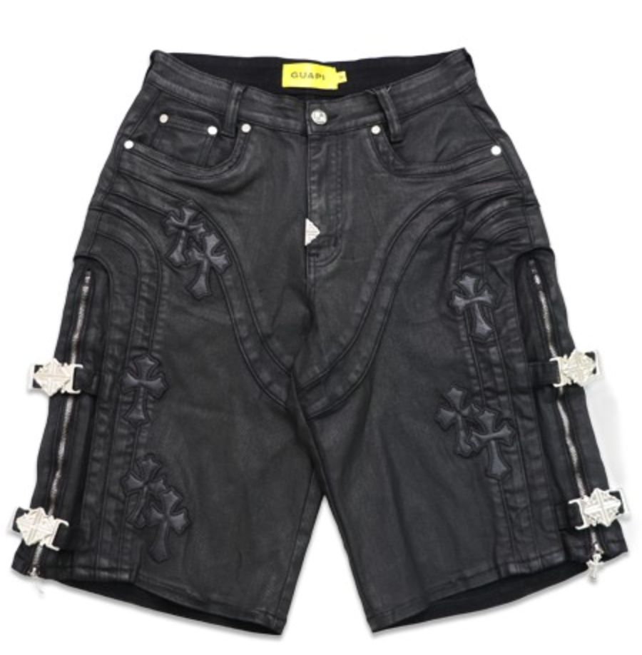 All Black Cross Buckle Shorts