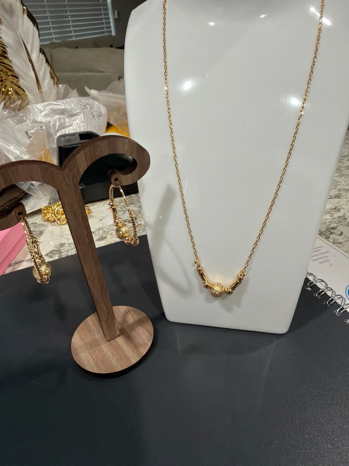 Necklace And Earring Fashion  Jewelry Goldtone  SKU 0034