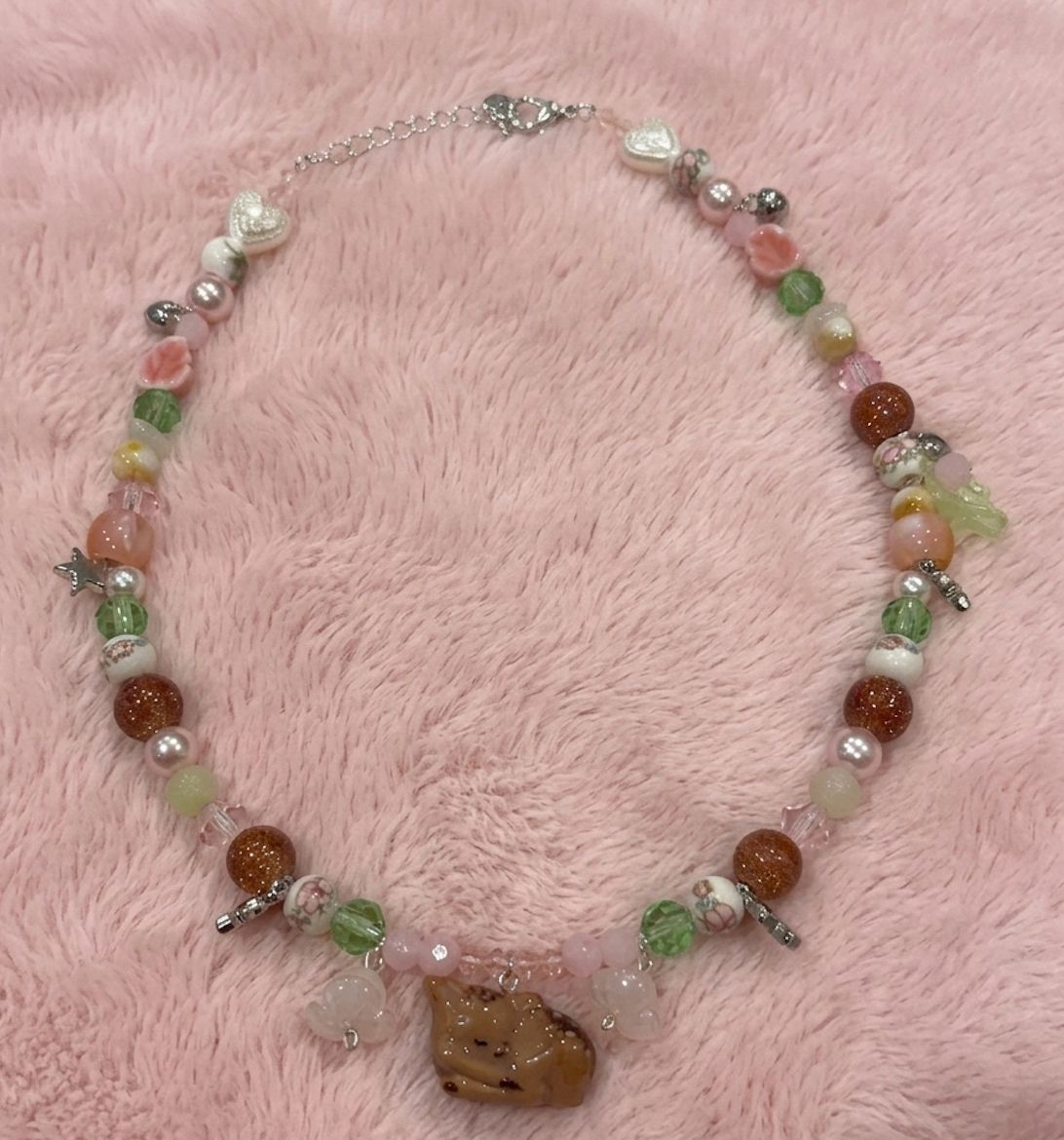 ✦ Handmade Fawn Beaded Necklace ✦
