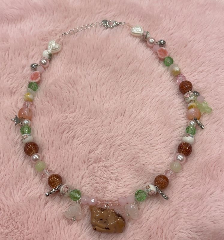 ✦ Handmade Fawn Beaded Necklace ✦