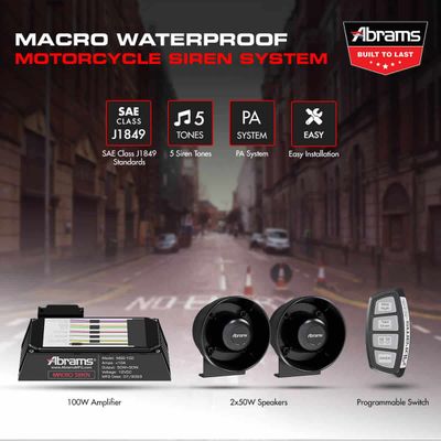 Macro 100W Motorcycle COMPLETE Siren System Kit