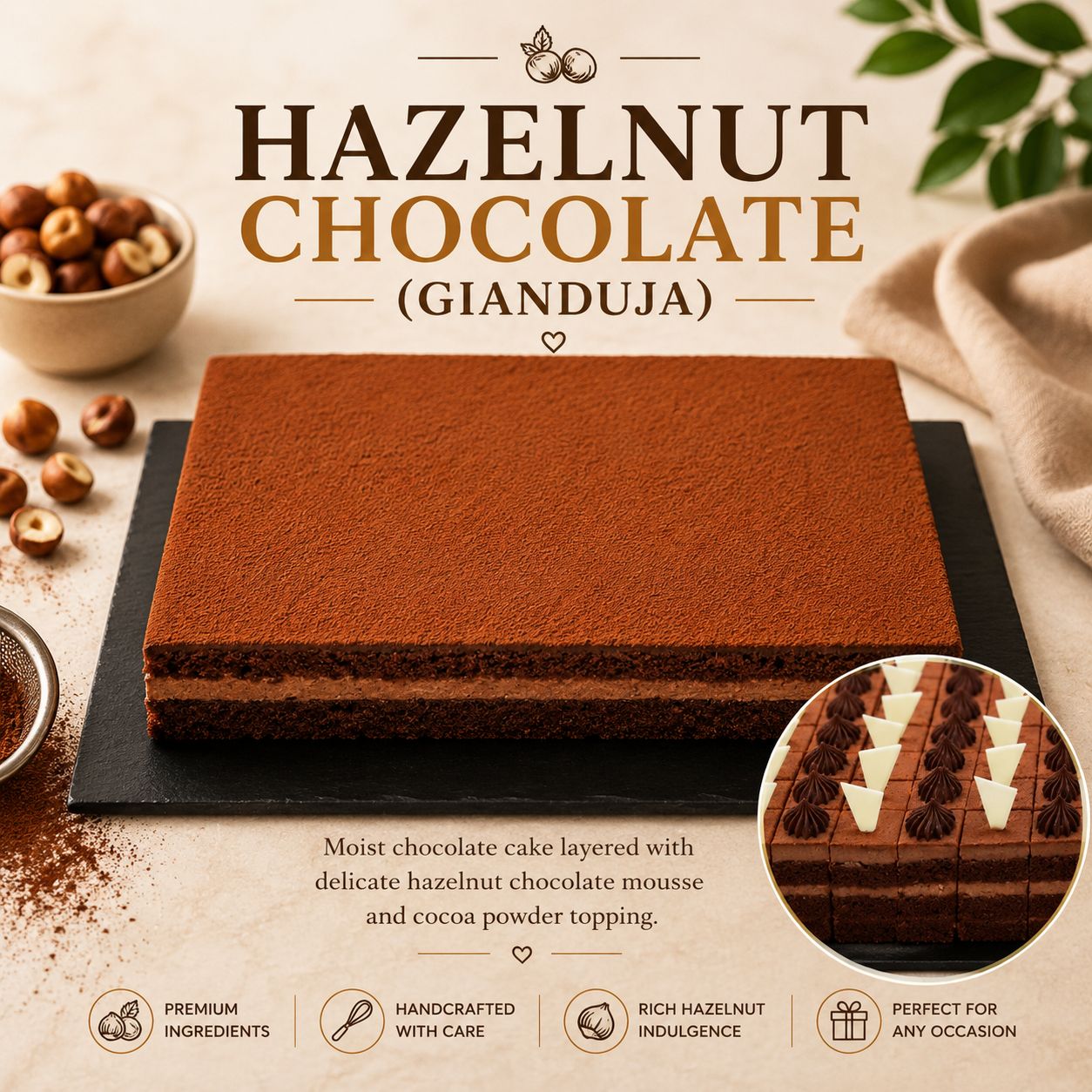 Hazelnut Chocolate Cake Block