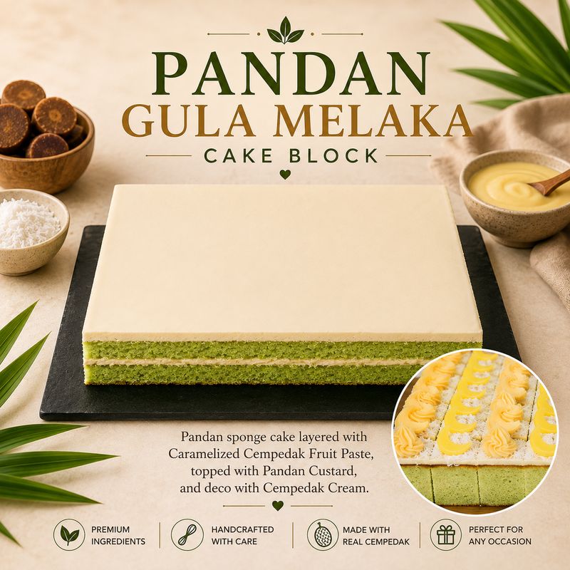 Pandan Gula Melaka Cake Block