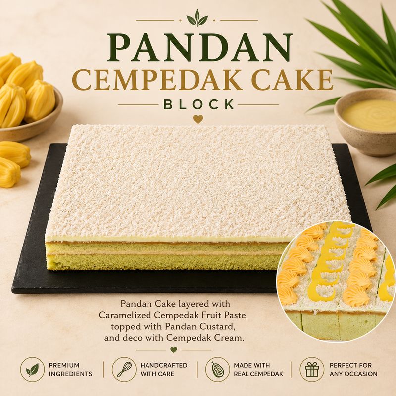 Pandan Cempedak Cake Block