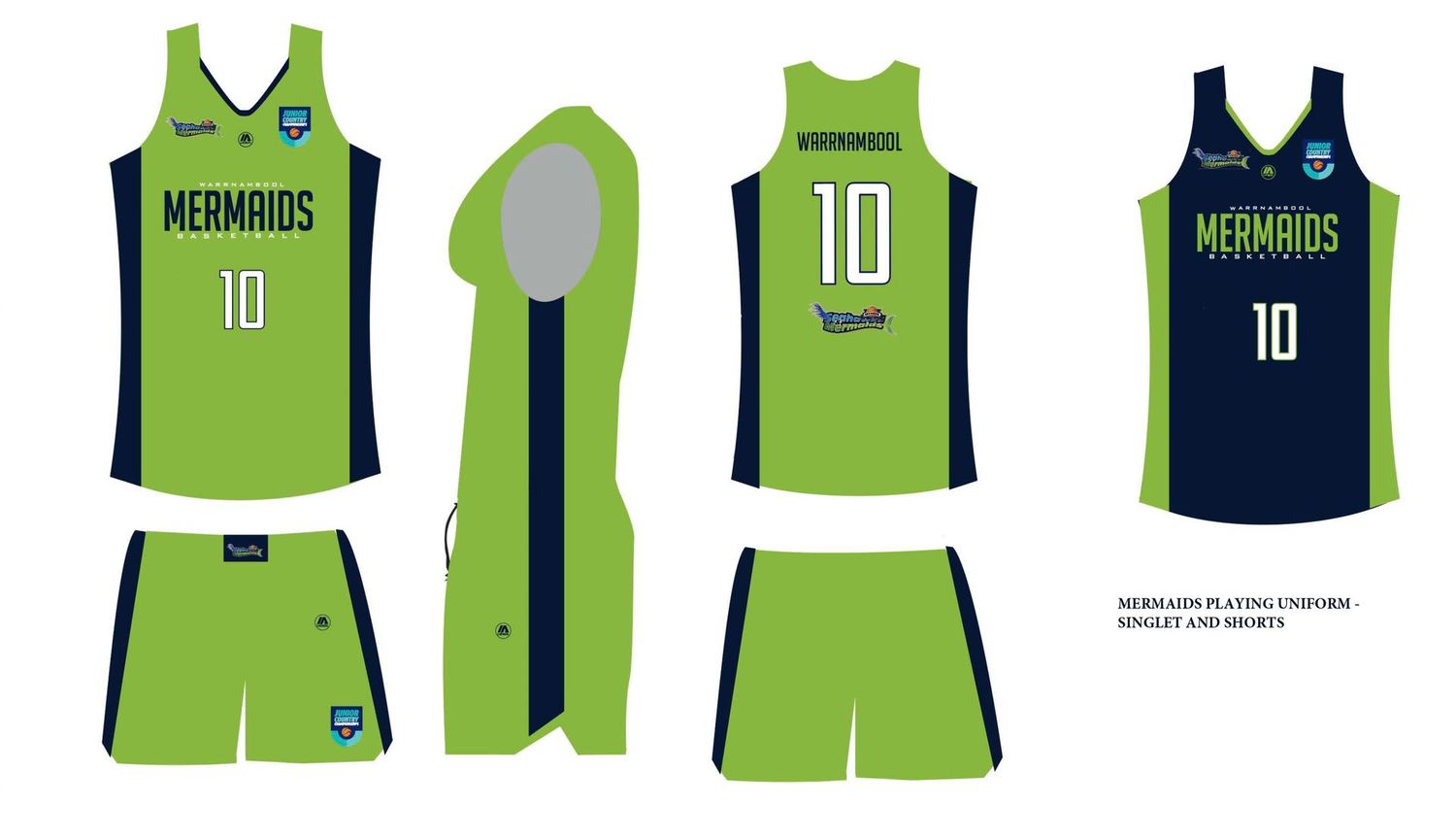 MERMAIDS PLAYING UNIFORM - SINGLET AND SHORTS