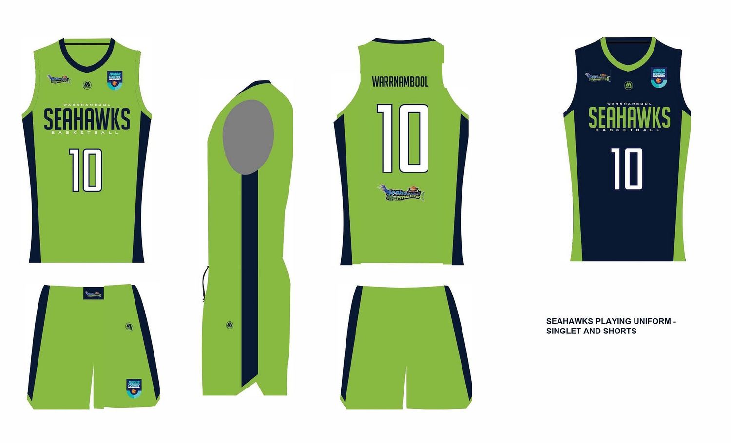 SEAHAWKS PLAYING UNIFORM - SINGLET AND SHORTS
