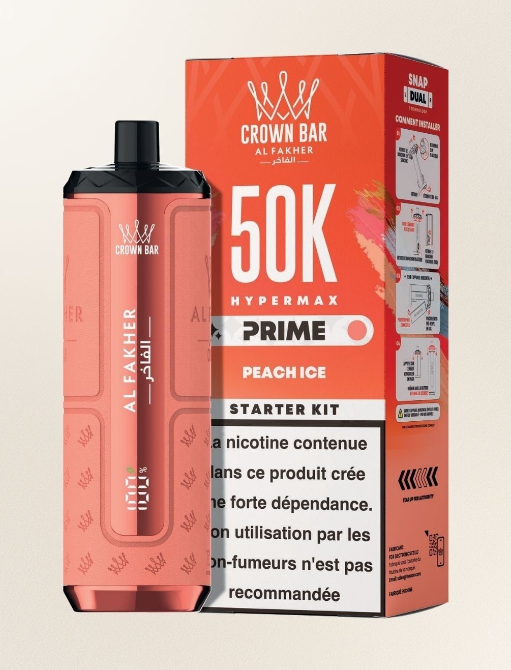 Al Fakher Crown Bar 50K Hypermax Prime - Peach Ice