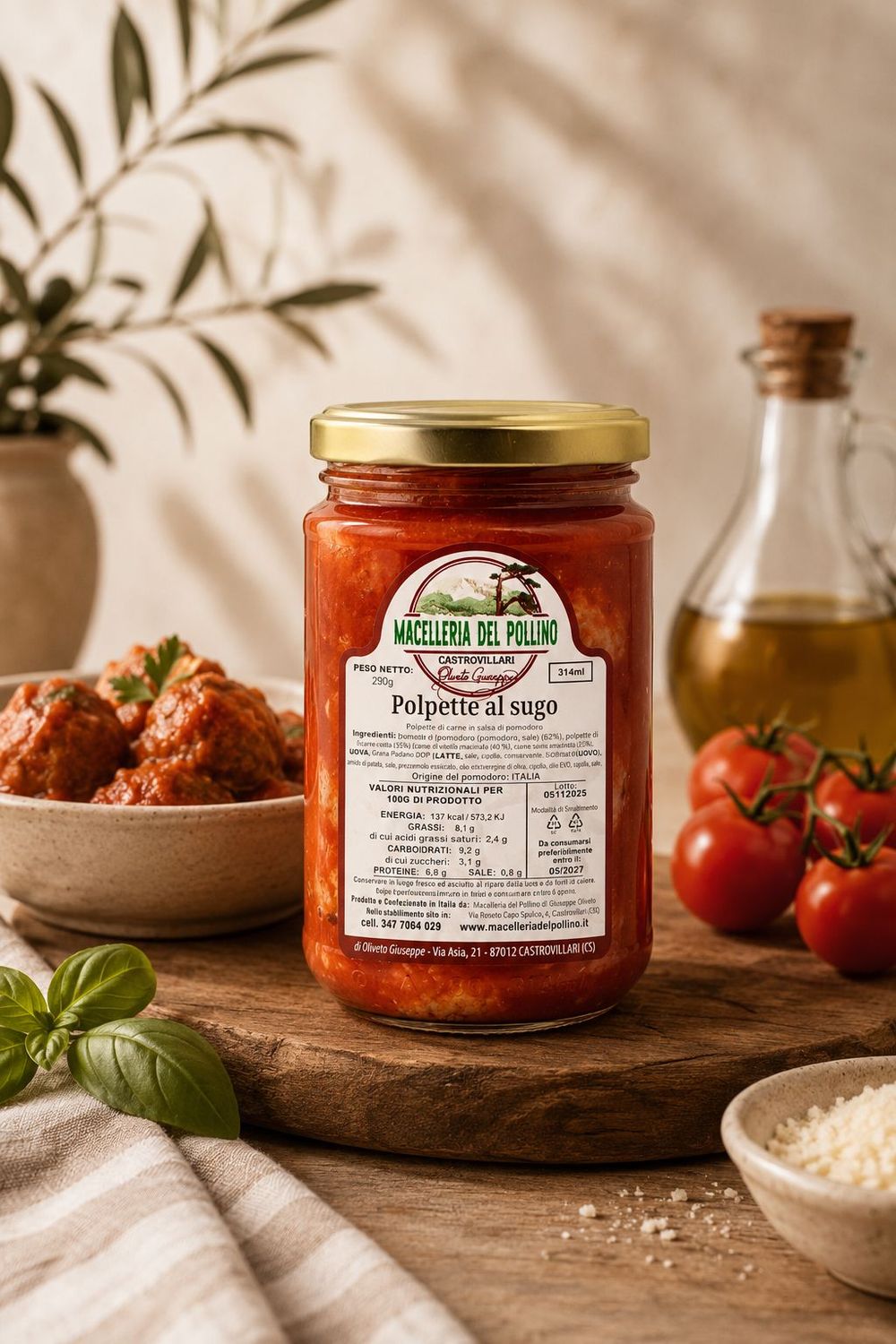 Sugo Polpette di carne dal 314 ml - Azienda Familiare Oliveto  - Calabria - Castrovillari
