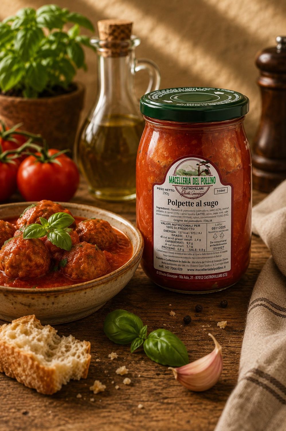 Polpette al sugo 580 ml Polpette al Pomodoro di Calabria da 580ml - Prodotti Tipico Calabrese - Azienda Familiare Oliveto - Calabria - Castrovillari