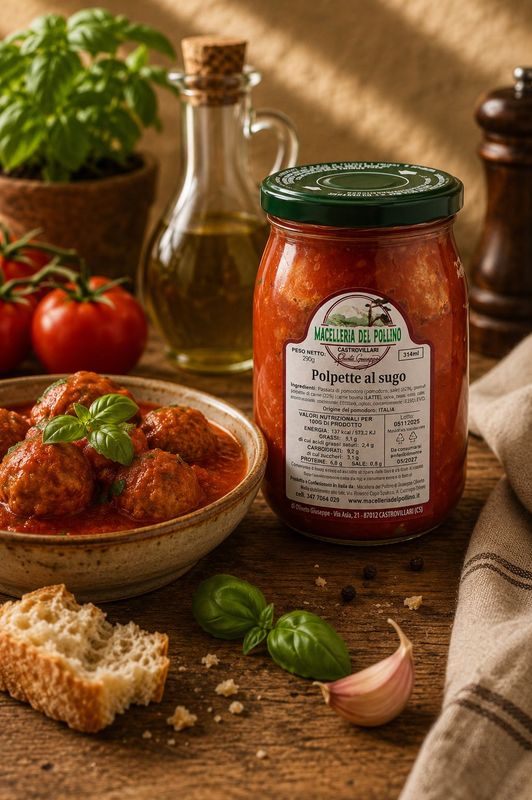 Polpette al Pomodoro di Calabria da 580ml - Prodotti Tipico Calabrese - Azienda Familiare Oliveto - Calabria - Castrovillari