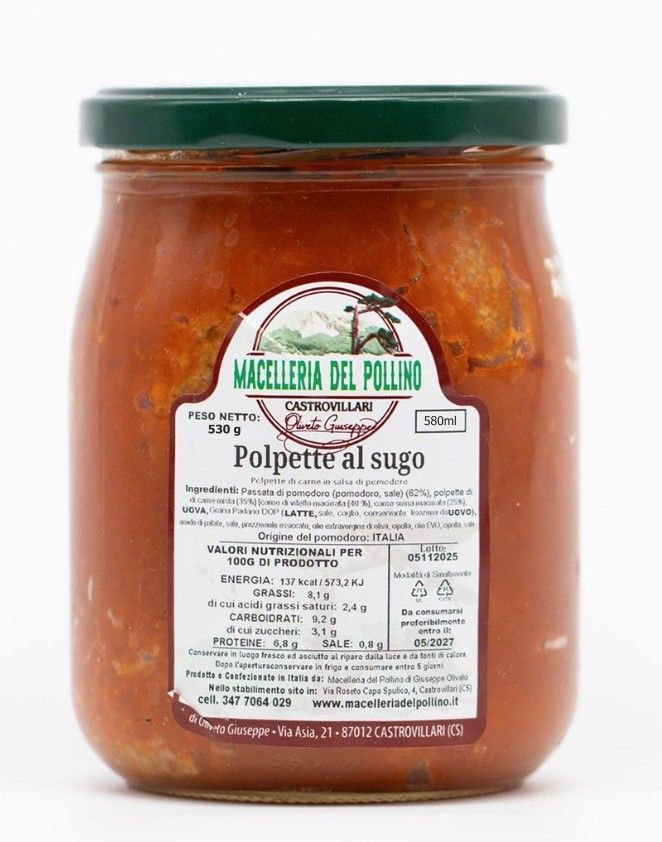 Polpette al Pomodoro di Calabria da 580ml - Prodotti Tipico Calabrese - Azienda Familiare Oliveto - Calabria - Castrovillari