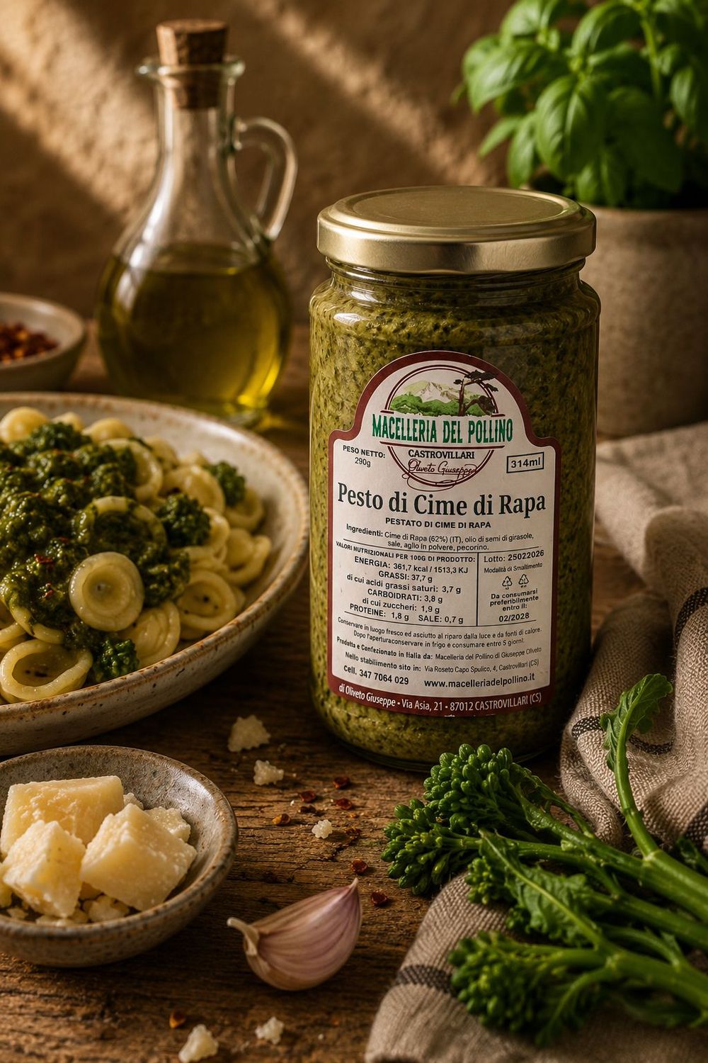Pesto Cime di Rapa da 314ml - sugo a base Prodotto Tipico Calabrese - Castrovillari - Calabria