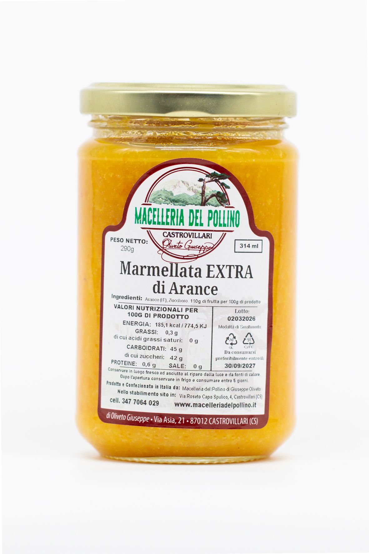 MARMELLATA EXTRA DI ARANCIA da 314 ml