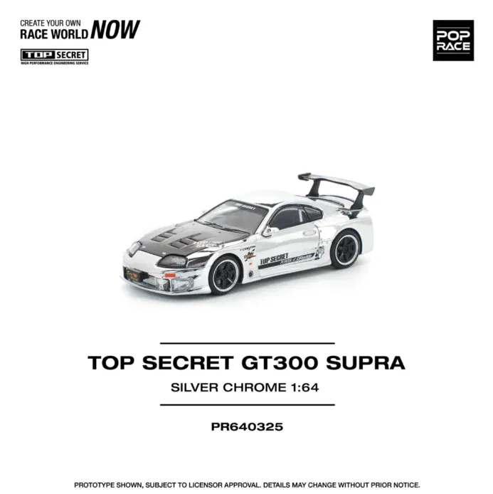 Pop Race Top Secret GT300 Toyota Supra A80 Silver Chrome