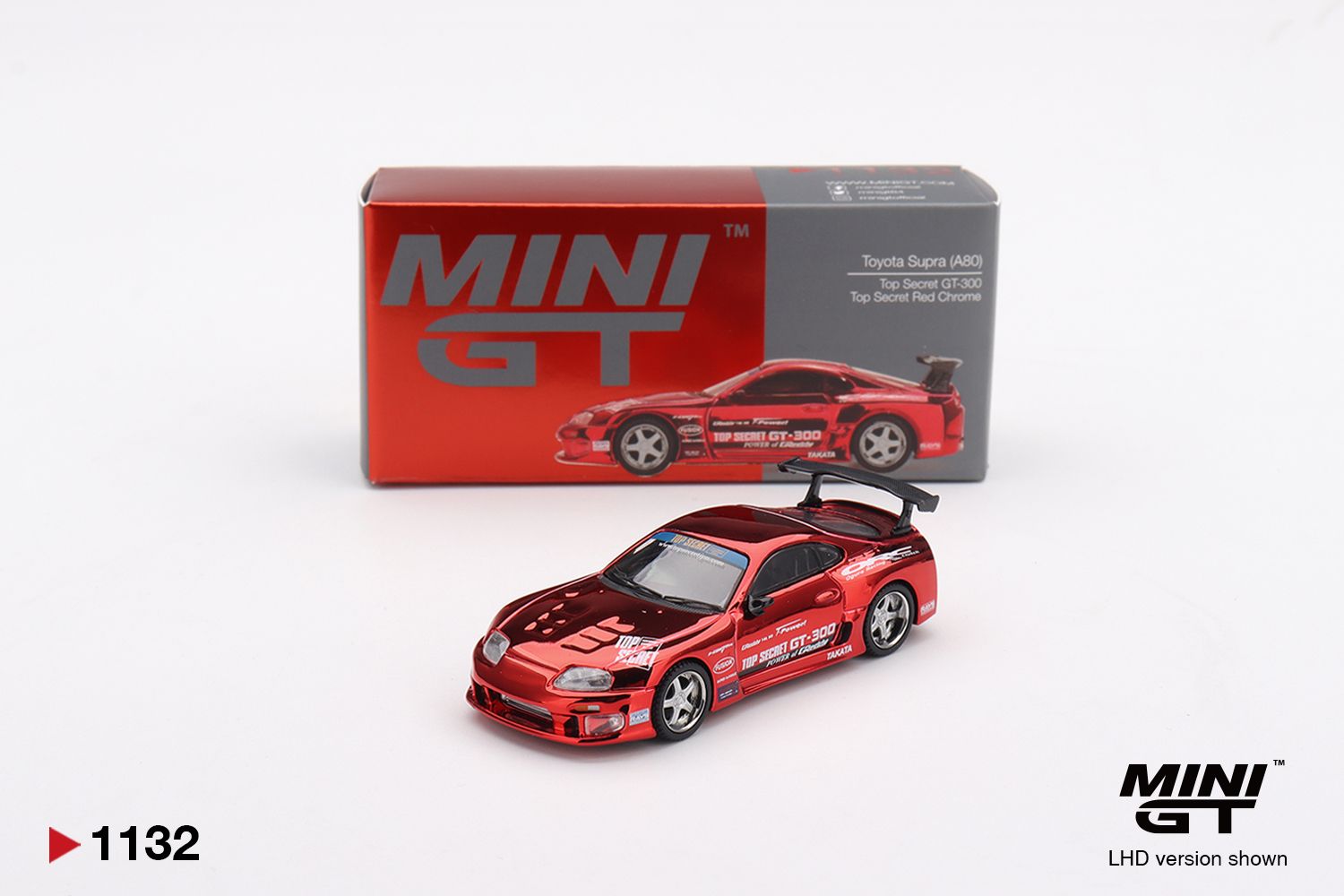 Mini GT Toyota Supra (A80) Top Secret GT-300 Red Chrome