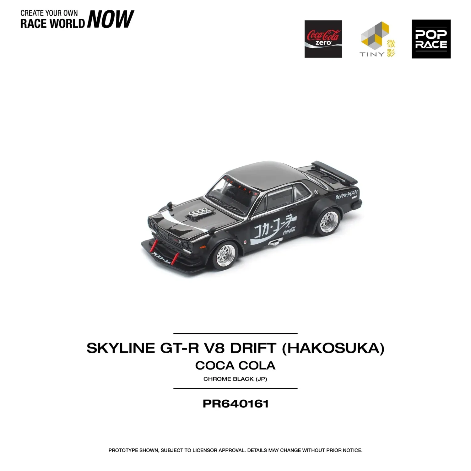 Pop Race Nissan Skyline GT-R V8 Drift (Hakosuka) JP Coca-Cola Zero Black Chrome