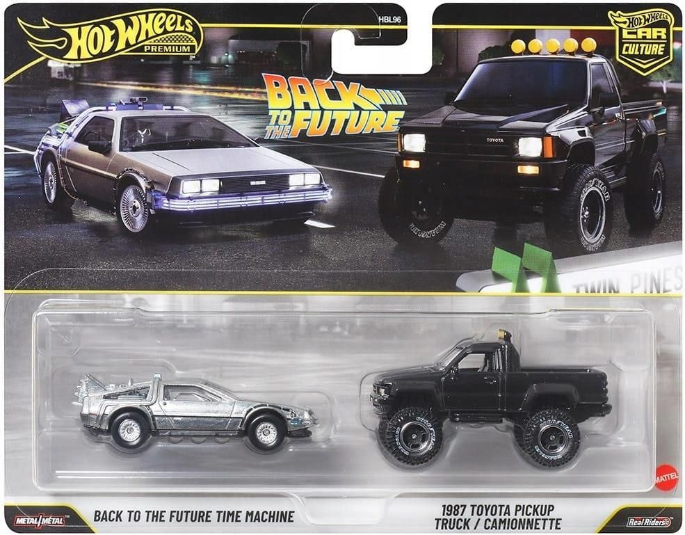 Hot Wheels Premium 2-pack Back To The Future Time Machine &amp; 1987 Toyota Pickup