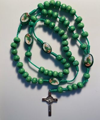 St. Jude Wood Rosary - Green