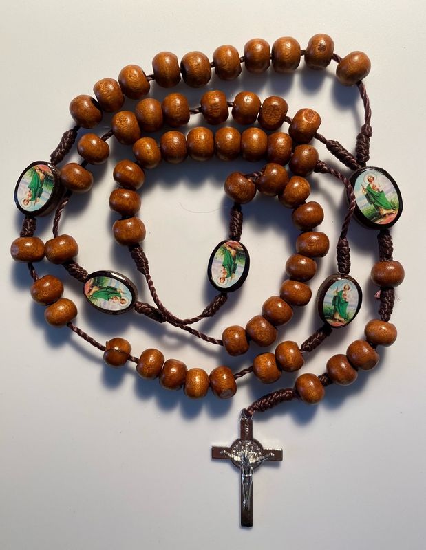St. Jude Wood Rosary - Brown