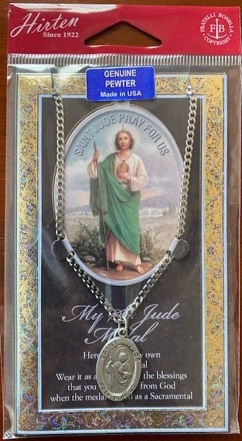 St. Jude Medal Necklace with prayer card