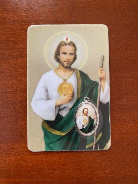 St. Jude Prayer Card with Embedded Silver Medal - English