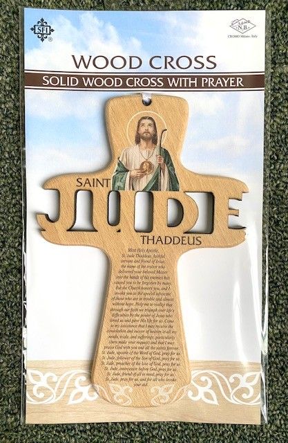 St. Jude Wood Cross w/Prayer