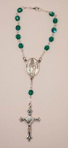 St. Jude Crystal Auto Rosary, Green