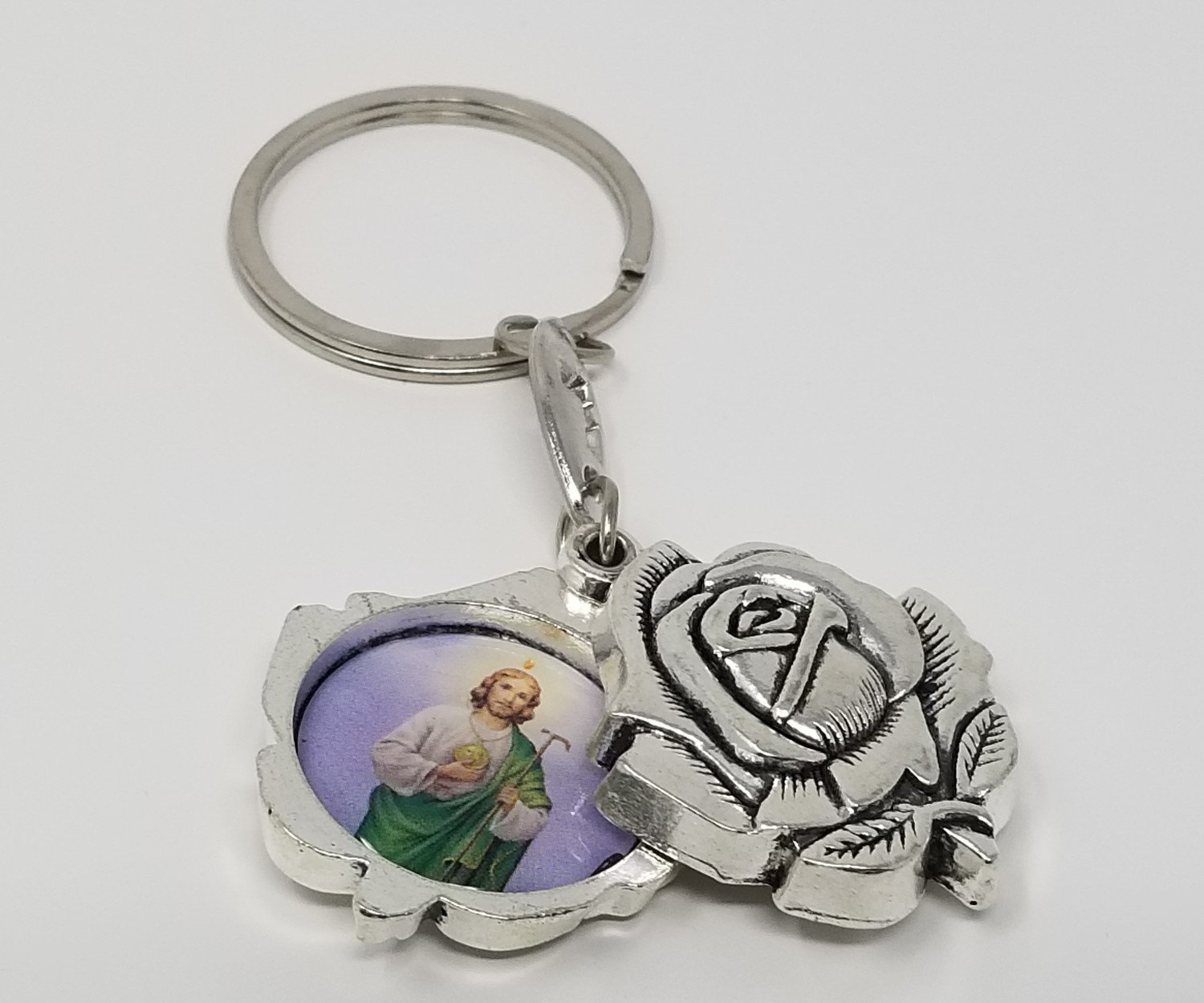 St. Jude Rosebud Locket Keychain