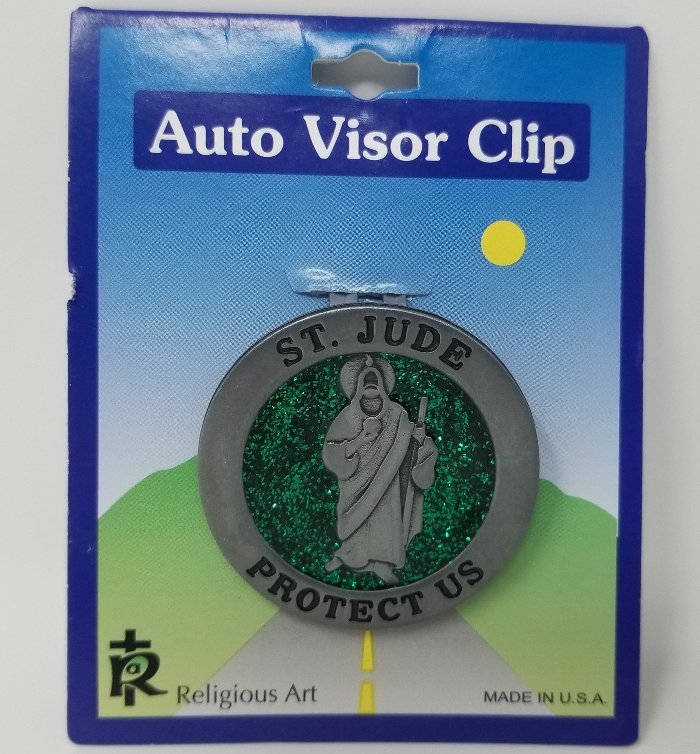 St. Jude Green Medal Auto Visor Clip
