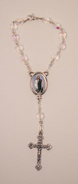 St. Jude One Decade Auto Rosary, Crystal St. Jude One Decade Auto Rosary, Crystal