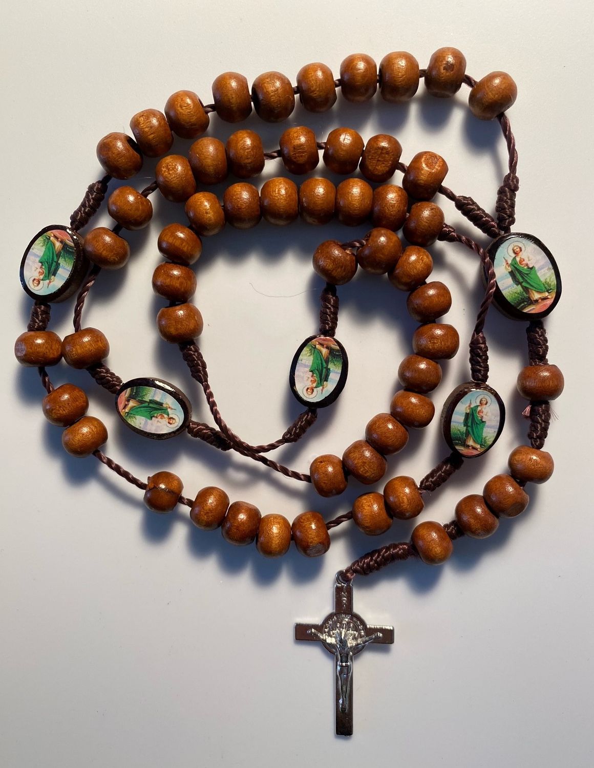St. Jude Wood Rosary - Brown