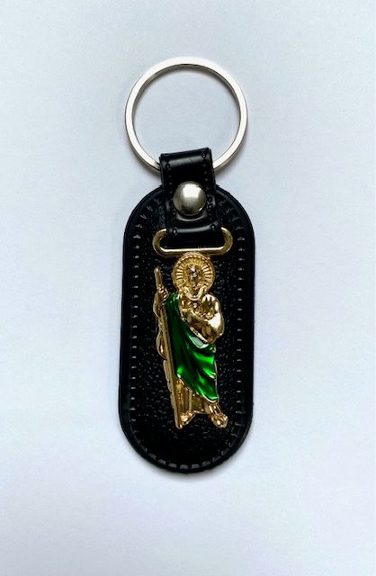 St. Jude Keychain-black faux leather St. Jude Keychain-black faux leather
