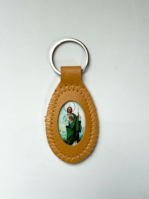 St. Jude Tan faux-leather Keychain