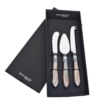 Oxford Antique 3 Piece Cheese Set Taupe /Onyx